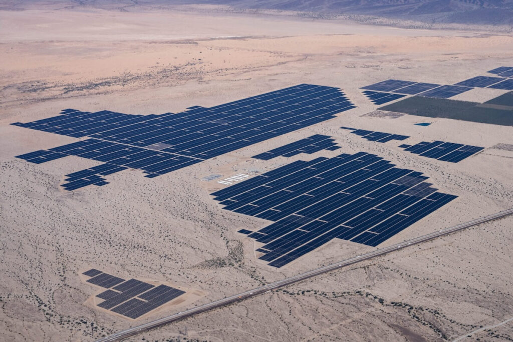 Aerial view of the Arica and Victory Pass solar panels